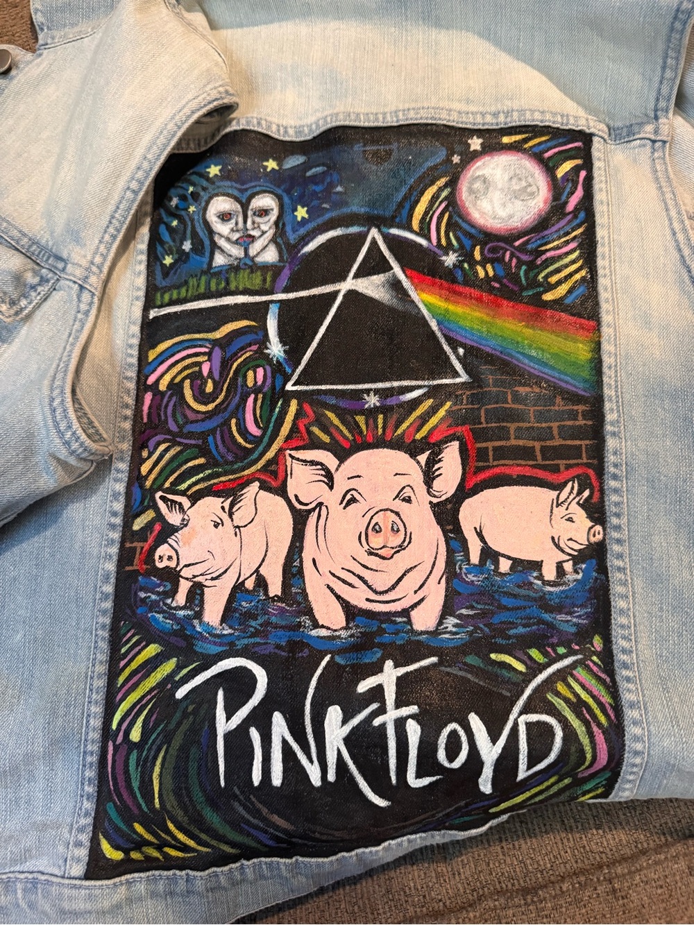 Pink Floyd Hand Painted Denim Vest